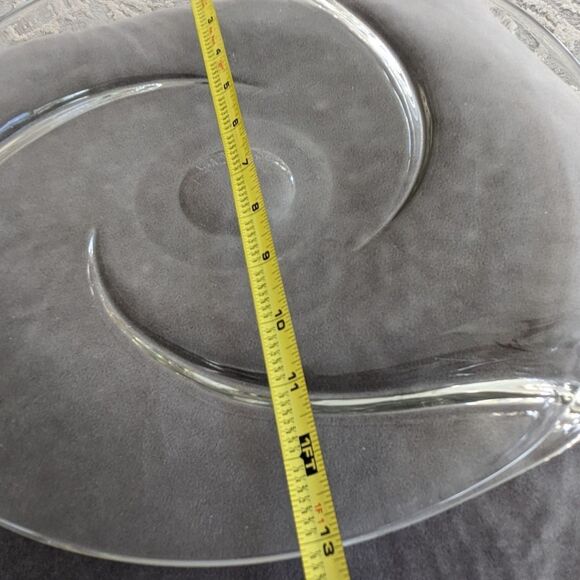 Vtg MCM 1960s Val St. Lambert Platter Romy Signed Heavy Crystal 13" Sandwich - Picture 12 of 14